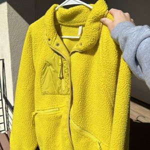 Free People Hit The Slopes Fleece Jacket, Yellow, Size L